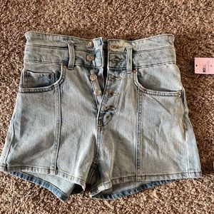 Denim button up shorts